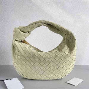 Borsa Venetasbottegas Designer Borsa a mano Home Medium Jodie Woven Mano nella mano da donna Originale Pelle di cervo Ascellare Gnocchi Marrone latte Spalla Tracolla