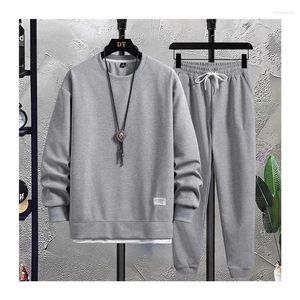 Tracksuits masculinos outono e inverno pelúcia engrossado high-end waffle algodão casual esportes conjunto casa lazer ao ar livre