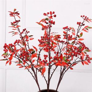 Decorative Flowers Simulation Of Dried Red Fruit Branches Fortune Acacia Bean Living Room Floor Decoration