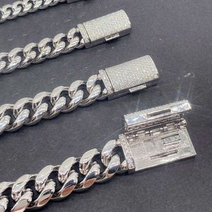Großhandel Iced Out kubanische Gliederkette 8–10 mm Moissanit 925 Silber Halskette für Männer Hip Hop Geschenk 16 Karat Gold platiniert