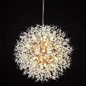 Pós-moderno pingente lâmpadas sala de estar quarto criativo simples luz luxo dandelion pendurado lâmpada personalizado restaurante cristal