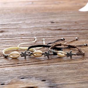 Braided Bracelet Unisex - Hand-woven Bracelets Anklet with Shells Starfish Great Surfer Hawaiian Style Jewelry Adjustable for Summ263c