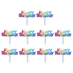 Andere festliche Partyartikel Festliche Lieferungen 50 Stück farbige Kunststoff-Kuchenaufsätze „Happy Birthday“, dekorativ, für Cupcakes, Muffins, Lebensmittel, Obst, Dhpx7