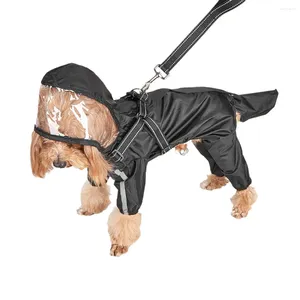 Cão vestuário capa de chuva peito e tração traseira integrado pequeno animal de estimação fácil de usar quatro patas para cães gatos