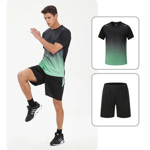 Homens Tracksuits Roupas de Fitness Roupas de Seda Gelo Secagem Rápida T Shirt Terno Homens Manga Curta Running Sportswear Shorts Treino Ginásio Conjuntos de Treinamento Esportivo 231025