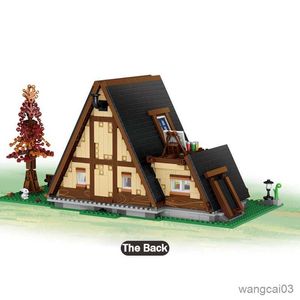 Block Small Town Triangle Wood House Building Block Diy Forest Double Wood House Enducational Toys for Kids Gifts R231025