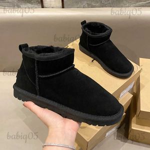 Boots Comwarm New Winter Women's Snow Boots Fashion Anti Slip Suede Leather Shoes Home Thick Plush Shoes Ankles Warm and Bekväm bomullsstövlar T231025
