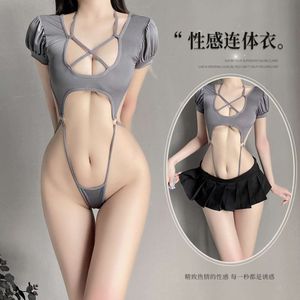 Cosplay Sexy Bodysuit Kadın iç çamaşırı pijama tulumu Babydoll Lingerie ücretsiz kargo içi boş mini etek üniforma takımını tek beden