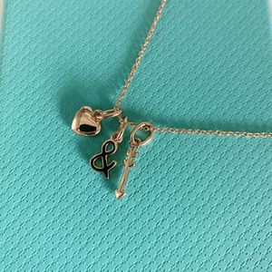 T popular S925 Sterling Silver Cupid arrow love necklace Female temperament key clavicle chain simple Pendant Tan