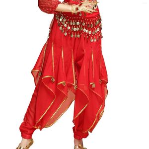 Stage Wear Women's Belly Dance Trouser Dancing Pants Egypt Skirt Sequins Professional Trim Ballroom Lyrical Bottoms Costume