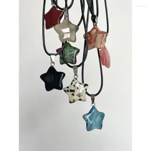 Hänghalsband Trendiga natursten Hexagonal Crystal Rose Quartz Opal Star Halsband Fluorit Lapis Lazuli Pendulum smycken gåva