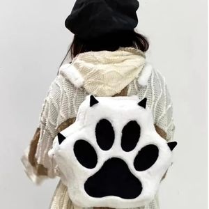 Backpacks Cute Cat Claw Bag Backpack Large Capacity Women Plush Crossbody Bag Girl Cartoon Kawaii Fluffy Storage Shoulder School Bags Gift 231024