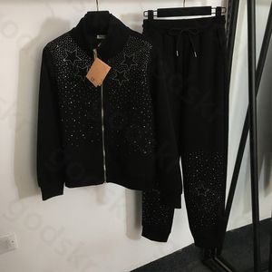 Giacca con cappuccio con perforazione a caldo Pantaloni sportivi da donna Felpa con cerniera sottile Cappotto Pantaloni sportivi in vita elastica moda Tuta