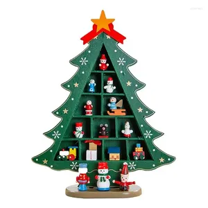 Christmas Decorations Mini Wooden Pines Shape Tree 2023 Table Decor For Window Shop Mall Desktop Ornament Festival Gifts