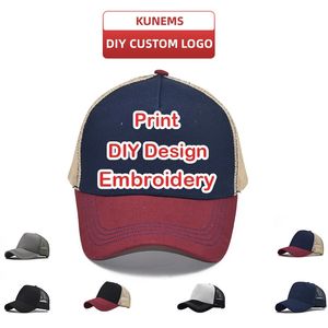 Ball Caps KUNEMS Benutzerdefinierte Stickerei Mesh Cap Baseball Cap für Männer und Frauen DIY Design Bild Druck Hut Qualität Trucker Hut Unisex 231025