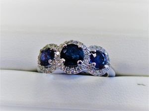 Wedding Rings High Quality Blue Round Cubic Zirconia Ring Engagement For Women Wholesale Anniversary