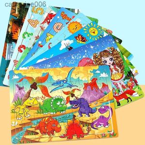 Puzzle Giocattoli per bambini 60 pezzi Puzzle in legno Cartoon Animal Dinosaur Jigsaw Puzzle 3D Early Learning Montessori Giocattoli in legno per bambini 2 3 anniL231025