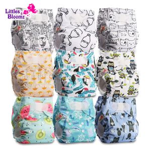 Fraldas de pano fraldas para adultos fraldas littles bloomz9pcs/set padrão gancho-loop reutilizável lavável real 0 inserções em um conjunto 231024