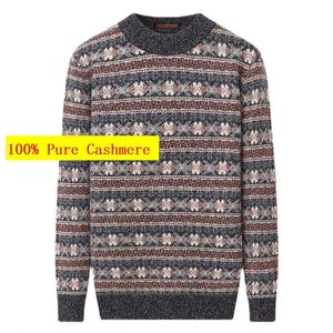 Herrtröjor Ankomst mode 100% Pure Cashmere Men's Winter Thocked Round Neck Knittad varm tröja Storlek XS S M L XL 2XL 3XL 4XL231023