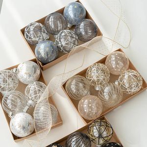 Julekorationer 8cm Creative 6st Plastic Ball Christmas Ornaments Set Year Hanging Bauble Pendants Xmas Decor for Home Adornos Navidad 231024