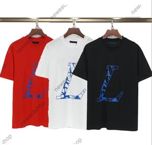 İlkbahar Yaz Erkek Tişörtleri Büyük Mektup Çizgi Baskı Tshirts Moda Lüks Tasarımcı İnsan Giysisi Tişört Paris Günlük Pamuk Üstleri Tee