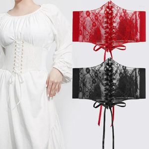 Belts Women Corset See Through Lace Slimming Tummy Control Gothic Waist Cincher Up Adjustable