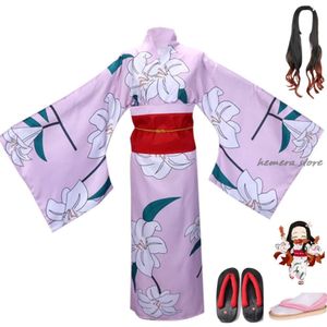 Cosplay Anime Kimetsu No Yaiba Dämonentöter Kamado Nezuko Cosplay Kostüm Druck Japanischer Kimono Frau Kawaii Halloween Karneval Anzug