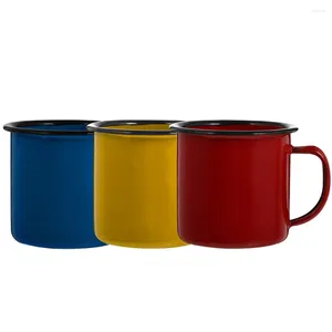 Wine Glasses 3Pcs Outdoor Vintage Mugs Easy Washing Water Cups Enamelware Coffee Vases Villages