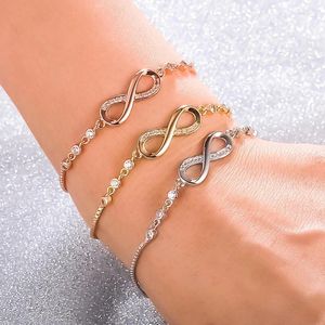 Länkarmband Rhinestone Infinity Armband Men's Women's Jewelry 8 Number Pendant Charm Blange Par For Lover Friend Women Gifts