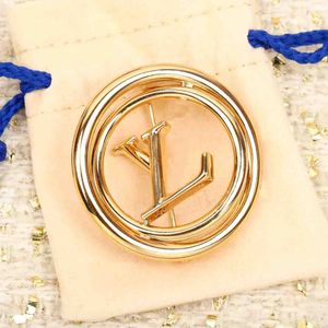 2023 Luxury quality charm brooch with words in 18k gold plated have stamp box double round PS4747A