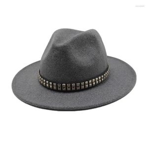 BERETS OZYC 2023 Autumn Winter Wool Sun Hat Women Men Fedora Classical Wide Brim Felt Floppy Solid Color Cap Hatsberets Wend22