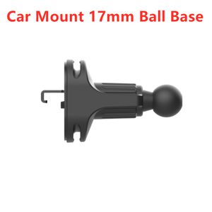 360 Rotação de ventilação de ar do carro Clip Mount 17mm Base de cabeça esférica Gancho de metal para suporte de telefone móvel de carro universal