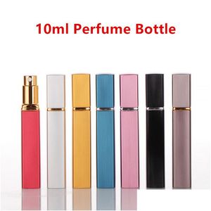 Packing Bottles Wholesale 7 Color 10Ml Per Bottle Aluminum Nozzle Spray Refillable Parfum Cosmetic Glass Container Drop Delivery Dhbt8