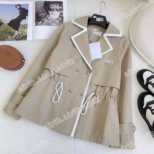 Designer feminino terno jaqueta 23ss início do outono nova feminina com cinto trench jaqueta marca de luxo outono jaqueta moda trenchcoat gola alta trench coat curto