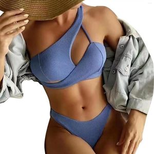 Maiô feminino de 2 peças, conjunto de biquíni com anel halter e saia de cobertura, suítes femininas, top de natação