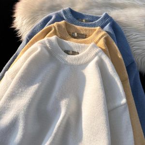 Men's Sweaters Sweater Wool Knit Shirt Men Round Neck Solid Color Harajuku Fashion Tops Male Pullovers Oversized Loose Sweatercoat