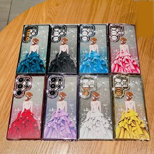 Capas cromadas de diamante Bling para iPhone 15 14 13 12 Pro Max 11 Plus Samsung S24 S23 Ultra S22 Meninas Senhora Mulheres Borboleta Glitter Macio TPU Chapeamento Metálico Capa Traseira