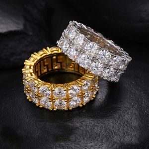 Augain Factory Direct 925 Sterling Silver Class2列Moissanite Diamond Hip Hip Hip Hip Hip Cross Hiphop Rings