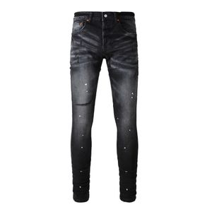 Jeans Purple Designer för mensbyxa staplade jeans broderi nödställda rippade cyklister smala raka europeiska jean bombre män byxor byxor s