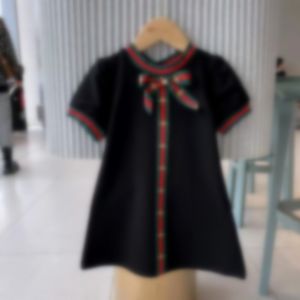 Bebê meninas designer vestido crianças imprimir roupas da criança bonito bowtie manga curta vestido roupas da menina bh69