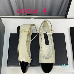Dress shoes designer Ballet shoe Spring Autumn Pearl Gold Chain Flat boat shoe Lady Lazy dance Loafers Black women SHoes size 34-41-42 Leather
