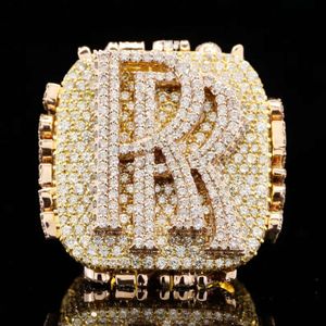 Biżuteria raper 925 Srebrny Srebrny VVS Diamond Hiphop Champion Męs Mens Moissanite Hip Hop Ring