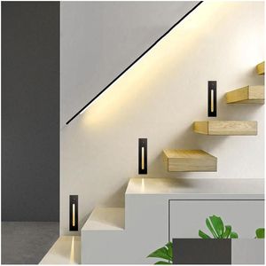 Wall Lamp Recessed Led Stair Light Pir Motion Add Sensor Step Lamp Corner Wall Outdoor Indoor Stairway Hallway Staircase Home Garden H Dh7Jh