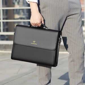 Business Men's Bag Men's Handbag Horizontal Large Capacity Briefcase Leather Finalization Meeting Working Document Bag 231015