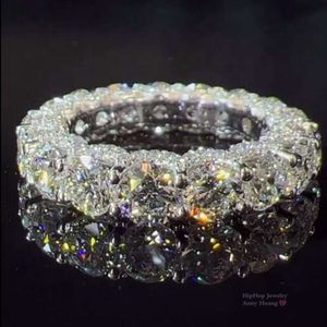 Роскошные женские ювелирные изделия из белого золота, полностью замороженные, Vvs, обручальное кольцо с муассанитом и бриллиантом, кольцо вечности, тестер для бриллиантов