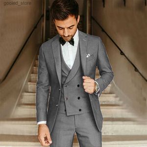 Erkekler Suits Blazers Yeni Erkekler 3 Parçalı Tek Breated Suit Düğün Damat ve En İyi Erkek Giysileri İş İş Gündelik Ofis Takım Q231025