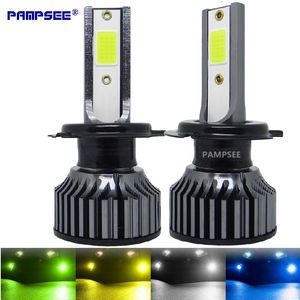 1 par de farol de carro 72W 16000LM H4 H7 H1 LED H8 H9 H11 12000K 6000K 6500K limão verde luz de neblina automática H3 9005 HB3 9006 12V lâmpada LED F2C