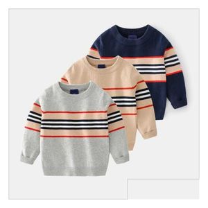 Pullover 2T-6T Stripe Spring Winter Boy Girl Kids Round-Neck Knit Sweater Baby Plover Toddler Long Sleeve Y1024 Drop Delivery Matern Dhqta