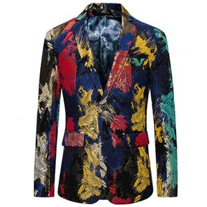 ファッションニューメンズカジュアルブティックビジネスホリデーフラワースーツオスのスリムな花のブレザージャケットコート