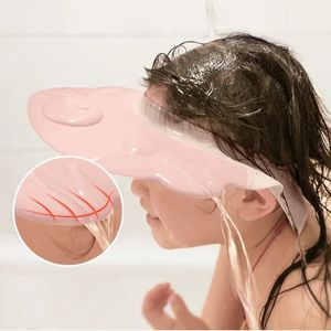 Duschkappar barn schampo cap vattentät öronskydd artefakt barn dusch grejer baby flicka badkapsel justerbar rosa blå 231024